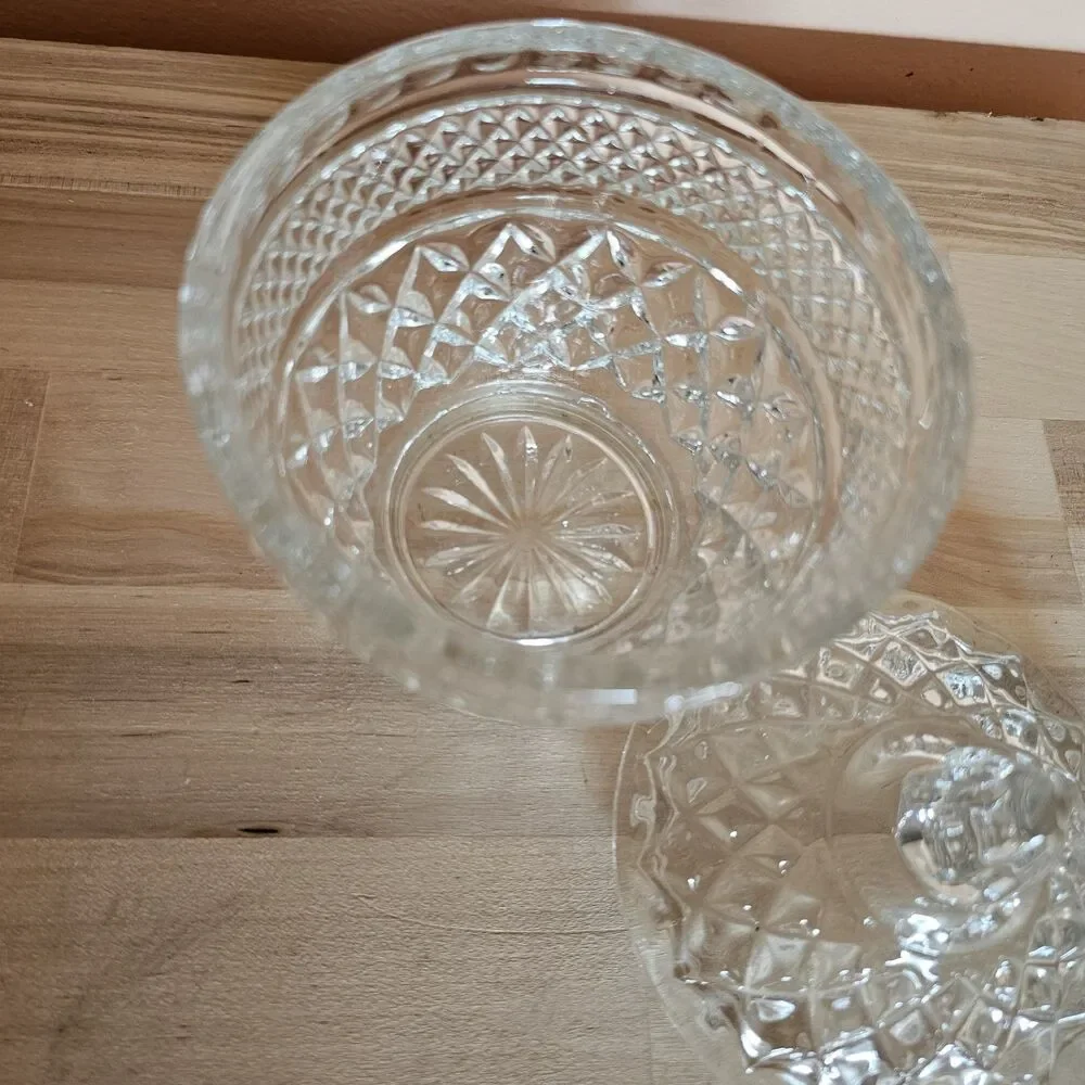 Vintage Anchor Hocking Wexford Sugar Bowl w/ Lid 1960s Pressed Glass